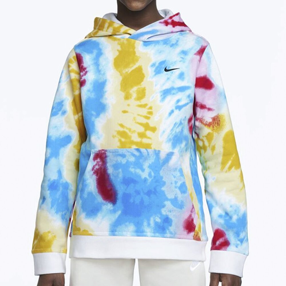 Nike Sportswear Club Big Kids Tie Dye Hoodie in Light Fusion Streetwear Red Sz M